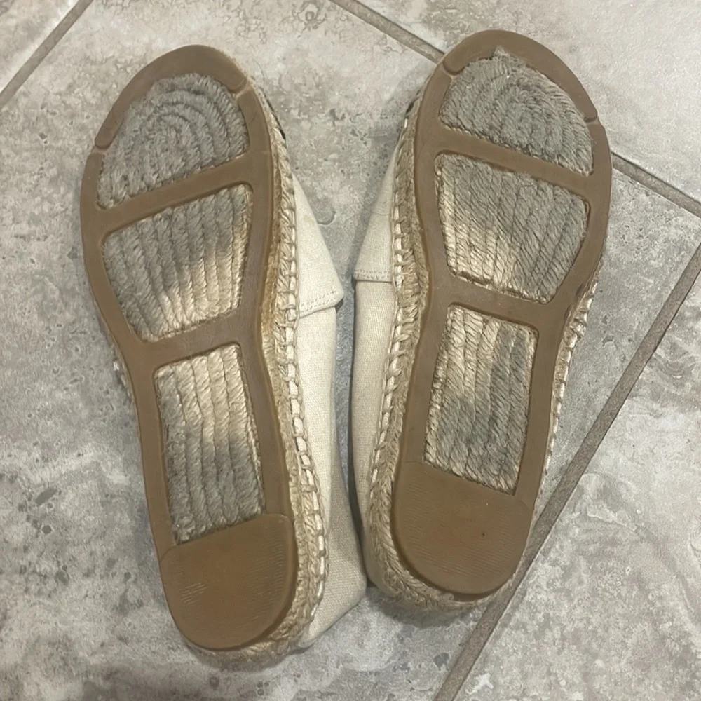 Tory Burch Canvas Color Block Flat Espadrille size‎ 8 Black And Tan